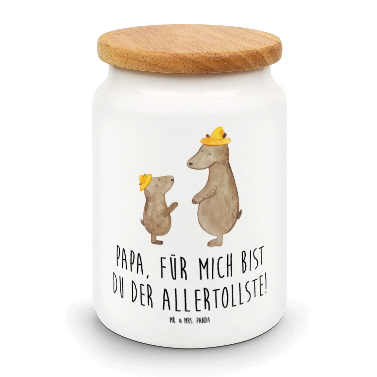 Storage jar Bears with hats pantry storage, airtight container, cookie jar, bulk food storage, treat jar, canister, kitchen canister, storage jar, snack jar, preservative jar, food storage container, ceramic jar, kitchen storage solutions, Family, Father's Day, Mother's Day, brother, sister, Mom, Dad, daddy, father, son, bear, father-son, child, sons, family, father's day, role model, children, favourite person, dad