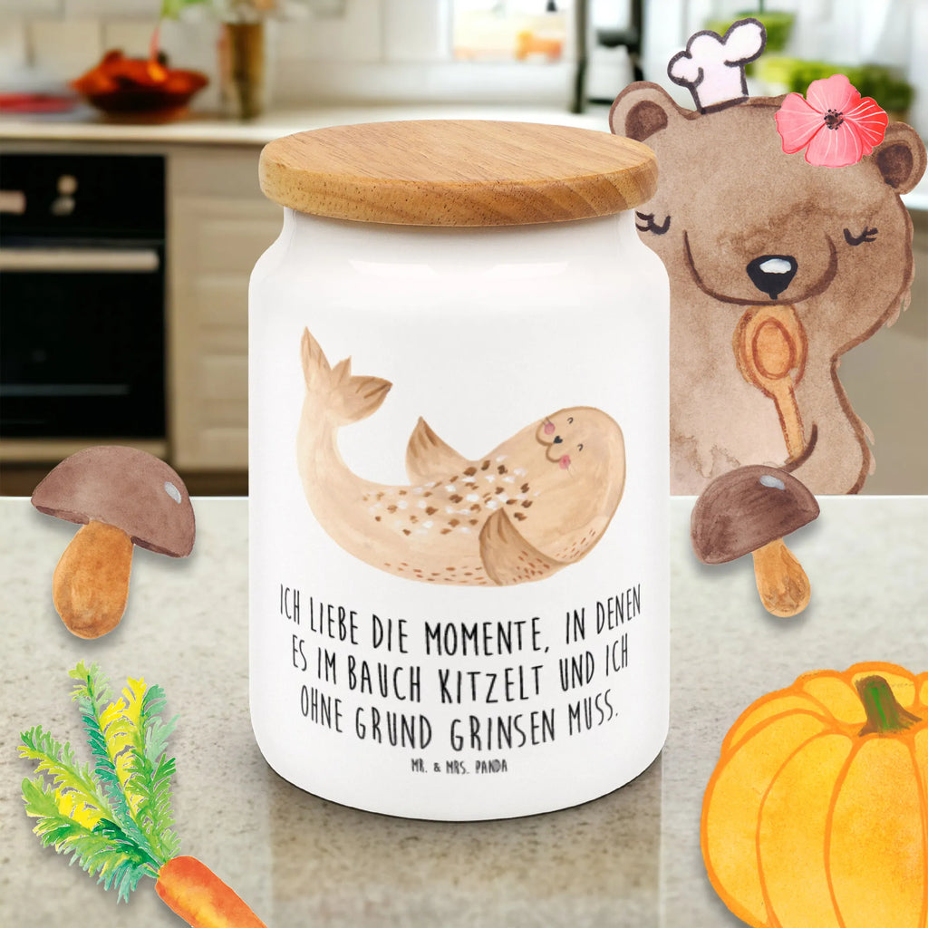Storage jar seal Lay treat jar, pantry storage, kitchen canister, airtight container, ceramic jar, preservative jar, canister, storage jar, bulk food storage, cookie jar, food storage container, kitchen storage solutions, snack jar, small animals, cute, funny, cute animal motives, hand drawn, small world, funny sayings, good mood, happy, gifts, gift ideas, special gifts, animal lover, card, sea animal, seal, Baltic Sea, Seal, joy, seals, beach, laughter, North Sea