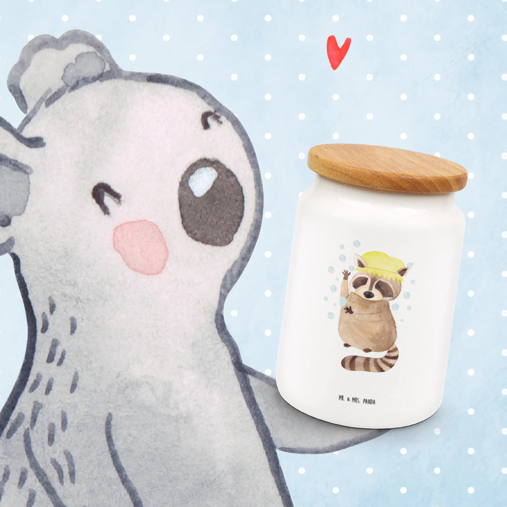 Storage jar Raccoon cookie jar, kitchen storage solutions, ceramic jar, treat jar, preservative jar, snack jar, kitchen canister, canister, bulk food storage, pantry storage, airtight container, food storage container, storage jar, small animals, cute, funny, cute animal motives, hand drawn, small world, funny sayings, good mood, happy, gifts, gift ideas, special gifts, animal lover, card, daydreaming, soap bubbles, wash, plan, raccoon