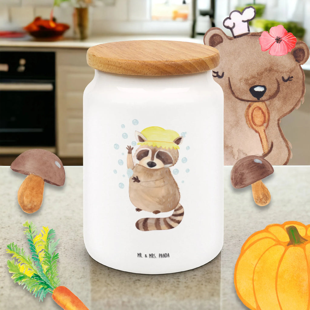 Storage jar Raccoon cookie jar, kitchen storage solutions, ceramic jar, treat jar, preservative jar, snack jar, kitchen canister, canister, bulk food storage, pantry storage, airtight container, food storage container, storage jar, small animals, cute, funny, cute animal motives, hand drawn, small world, funny sayings, good mood, happy, gifts, gift ideas, special gifts, animal lover, card, daydreaming, soap bubbles, wash, plan, raccoon