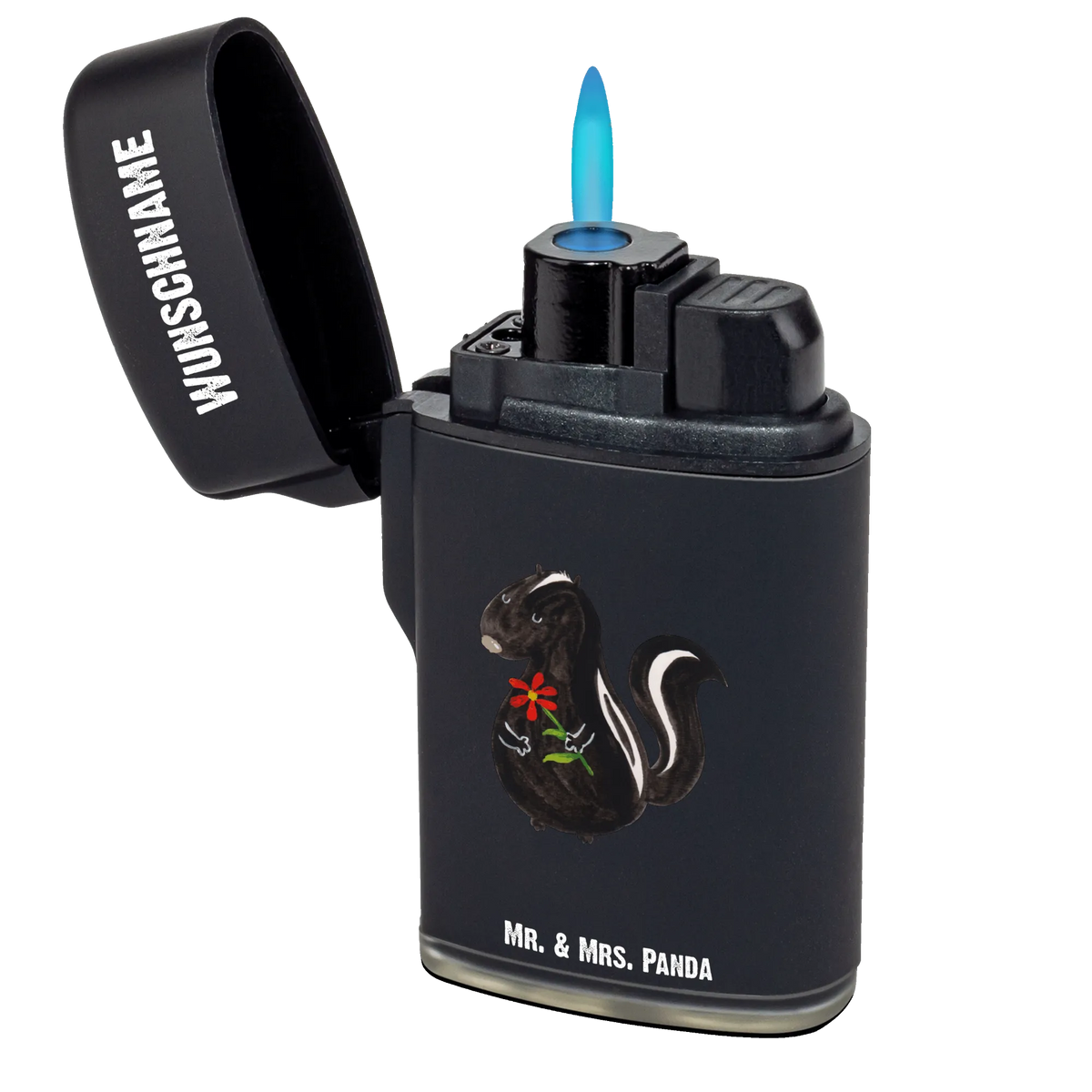 Personalisiertes Feuerzeug Stinktier Blume Personalisierbares Feuerzeug, Individuelles Feuerzeug, Feuerzeug mit Name, Feuerzeug Personalisiert, Gasfeuerzeug personalisiert, Personalisiertes Feuerzeug, Stinktier, Skunk, Dreams, Stinki, Stinker, Träume, Wildtier, Verträumt, Raubtier, Tagträumer