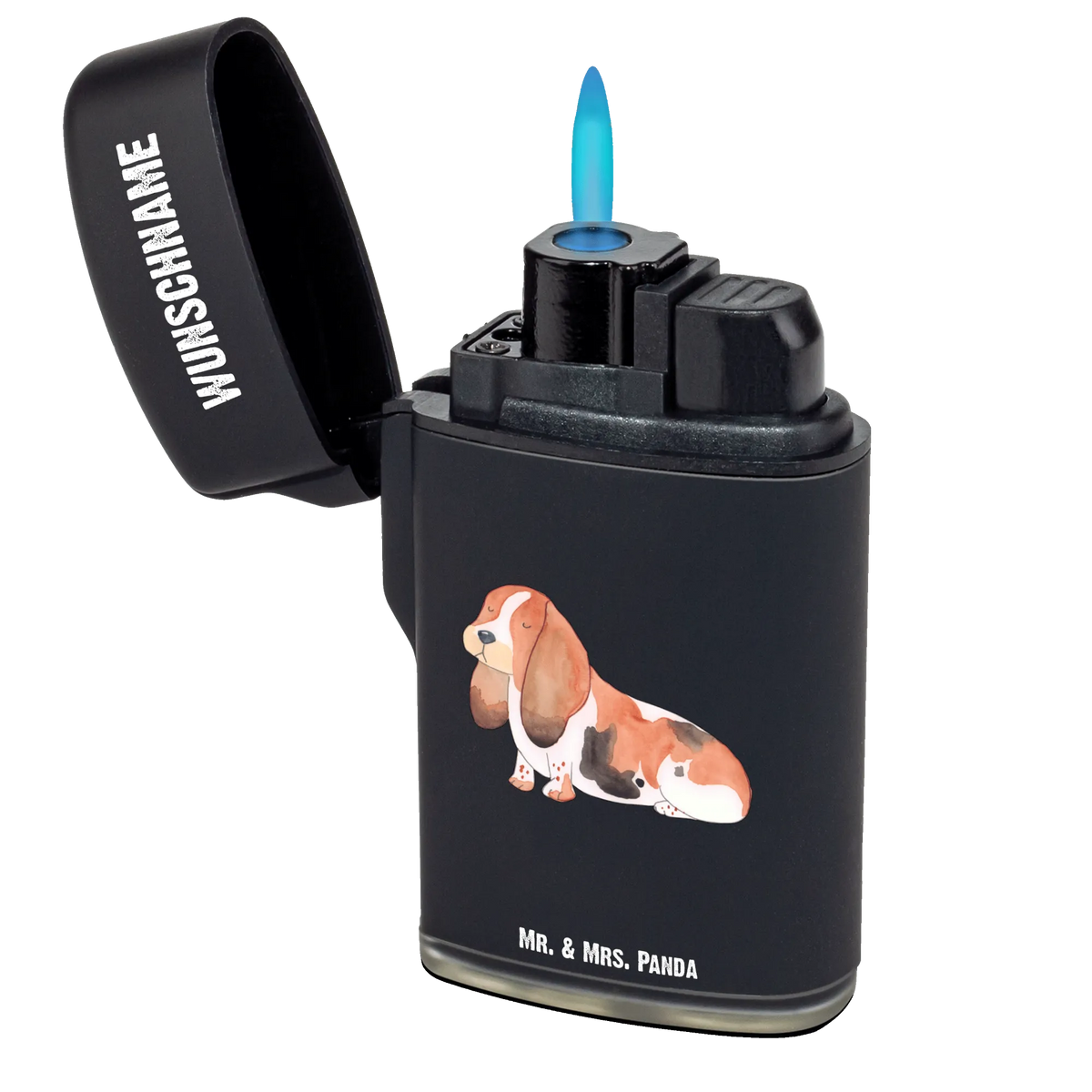 Personalised lighter Dog Basset Hound Feuerzeug mit Name, Gasfeuerzeug personalisiert, Feuerzeug Personalisiert, Personalisierbares Feuerzeug, Individuelles Feuerzeug, Personalisiertes Feuerzeug, Sprüche, Hund, Hunderasse, Hundebesitzer, Hundemotiv, Haustier, Tierliebhaber, Basset, Hundeliebe, Kinderlos, Basset Hound