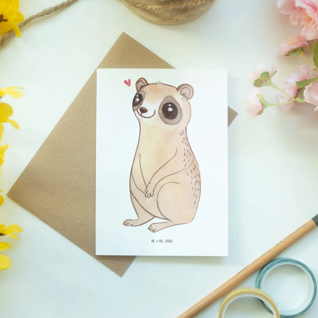 Greetings card Slow loris Happy dankeskarten, Glückwunschkarte, weihnachtskarten, genesungskarte, hochzeitskarten, neujahrskarte, Grußkarten, Beileidskarte, glückwunschkarten, firmungskarte, abiturkarte, Klappkarte, babykarte, jubiläumskarte, spruchkarte, osterkarten, Grußkarte, Motivkarte, kommunionskarte, valentinstagskarte, osterkarte, einladungskarten, vatertagskarte, Tiere, Tiermotive, Gute Laune, Lustige Sprüche, Niedlich, Glück, Plumplori