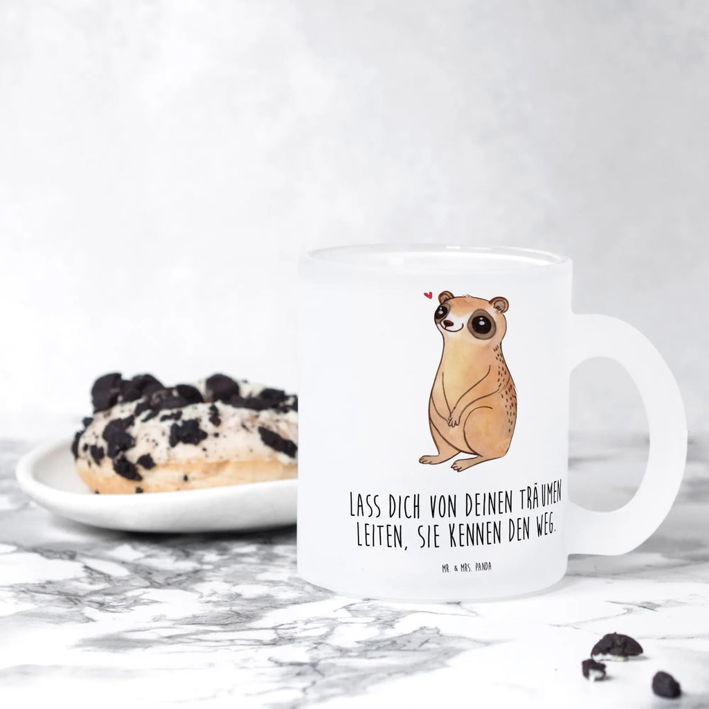 Glass tea cup Slow loris Happy tea glass, Tea cup, glass, mug, tea, small animals, cute, funny, cute animal motives, hand drawn, small world, funny sayings, good mood, happy, gifts, gift ideas, special gifts, animal lover, card