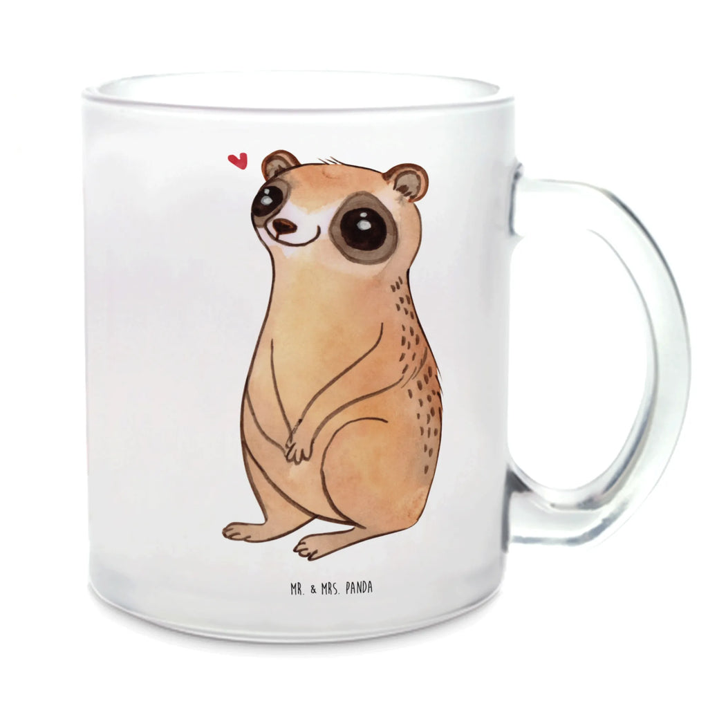 Glass tea cup Slow loris Happy tea glass, Tea cup, glass, mug, tea, small animals, cute, funny, cute animal motives, hand drawn, small world, funny sayings, good mood, happy, gifts, gift ideas, special gifts, animal lover, card