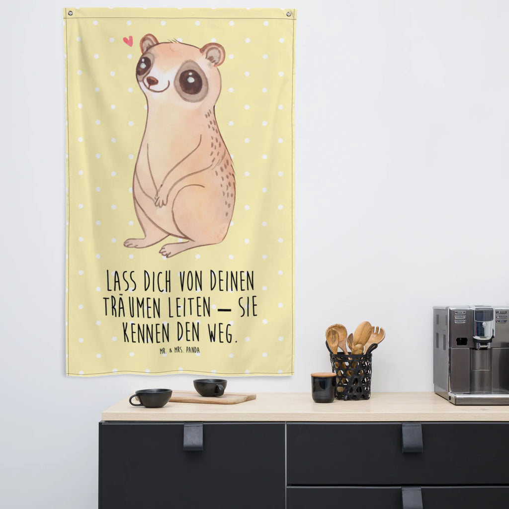 Tapestry Slow loris Happy Tapestry, Decoration, Wall hanging, Boho, small animals, cute, funny, cute animal motives, hand drawn, small world, funny sayings, good mood, happy, gifts, gift ideas, special gifts, animal lover, card