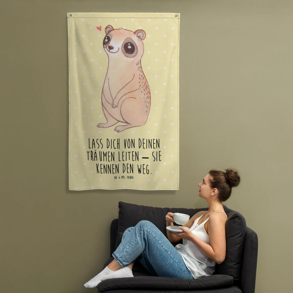 Tapestry Slow loris Happy Tapestry, Decoration, Wall hanging, Boho, small animals, cute, funny, cute animal motives, hand drawn, small world, funny sayings, good mood, happy, gifts, gift ideas, special gifts, animal lover, card