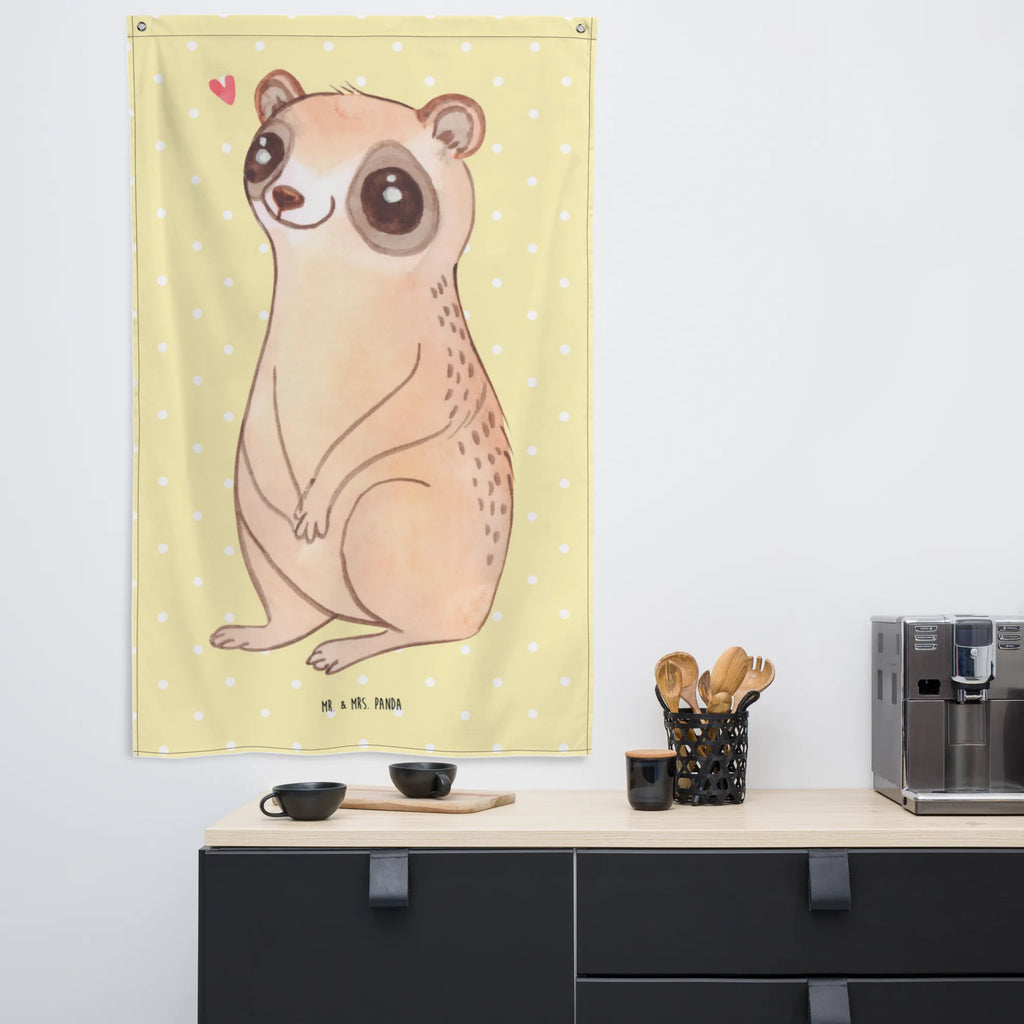 Tapestry Slow loris Happy Tapestry, Decoration, Wall hanging, Boho, small animals, cute, funny, cute animal motives, hand drawn, small world, funny sayings, good mood, happy, gifts, gift ideas, special gifts, animal lover, card