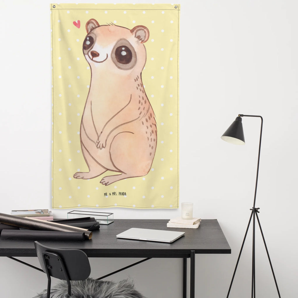Tapestry Slow loris Happy Tapestry, Decoration, Wall hanging, Boho, small animals, cute, funny, cute animal motives, hand drawn, small world, funny sayings, good mood, happy, gifts, gift ideas, special gifts, animal lover, card