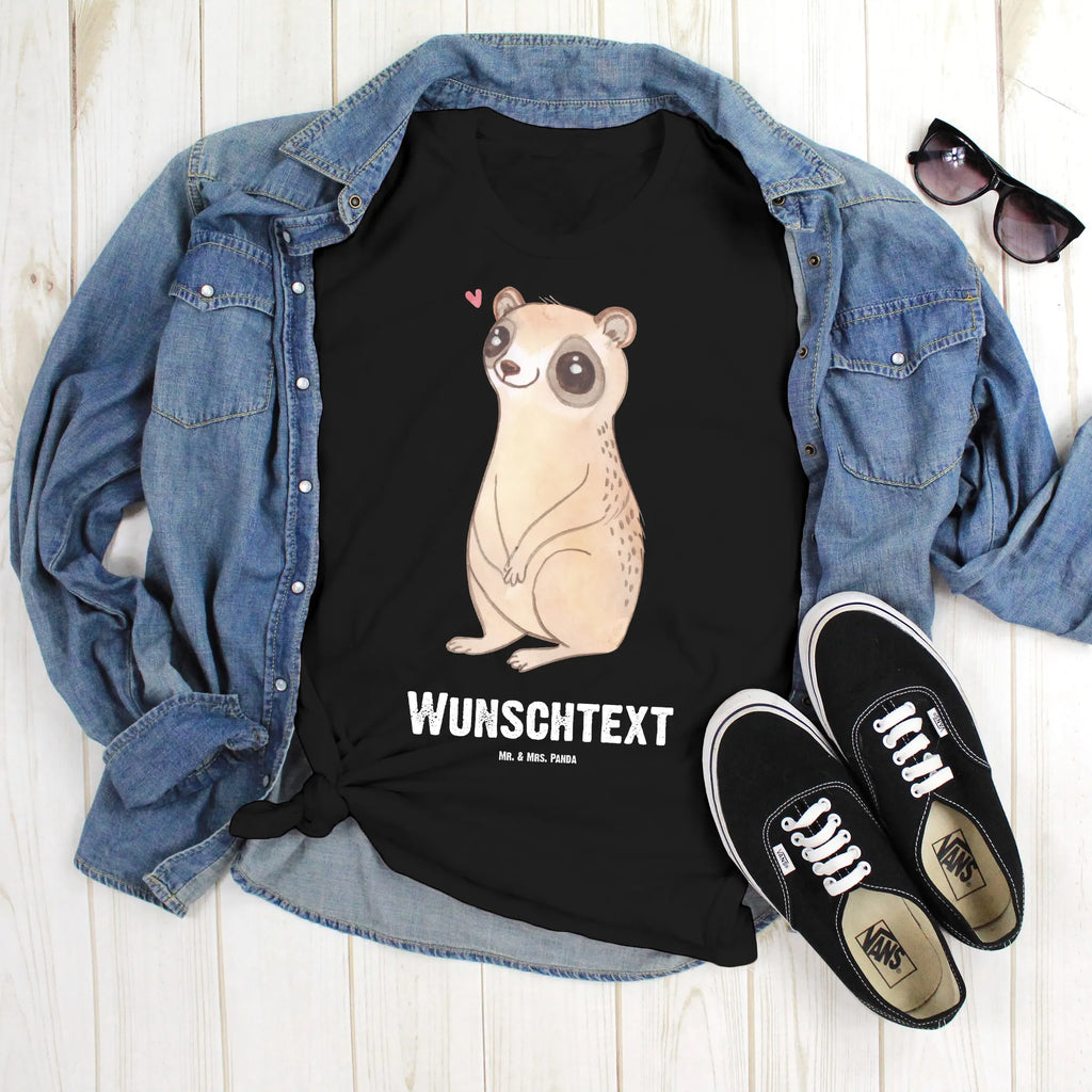 Personalised T-Shirt Slow loris Happy T-Shirt Personalisiert, T-Shirt mit Aufruck, T-Shirt mit Namen, Gute Laune, Lustige Sprüche, Tiere, Tiermotive, Niedlich, Glück, Plumplori