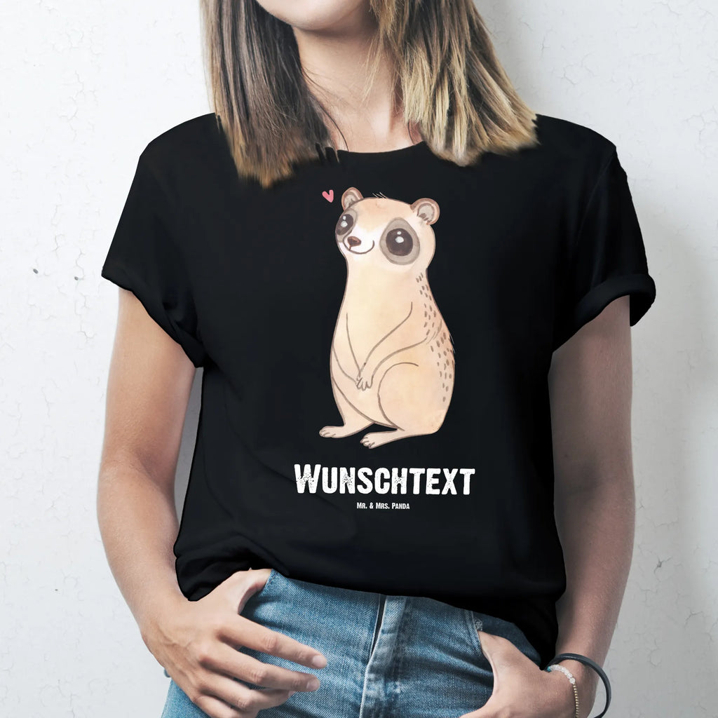 Personalised T-Shirt Slow loris Happy T-Shirt Personalisiert, T-Shirt mit Aufruck, T-Shirt mit Namen, Gute Laune, Lustige Sprüche, Tiere, Tiermotive, Niedlich, Glück, Plumplori