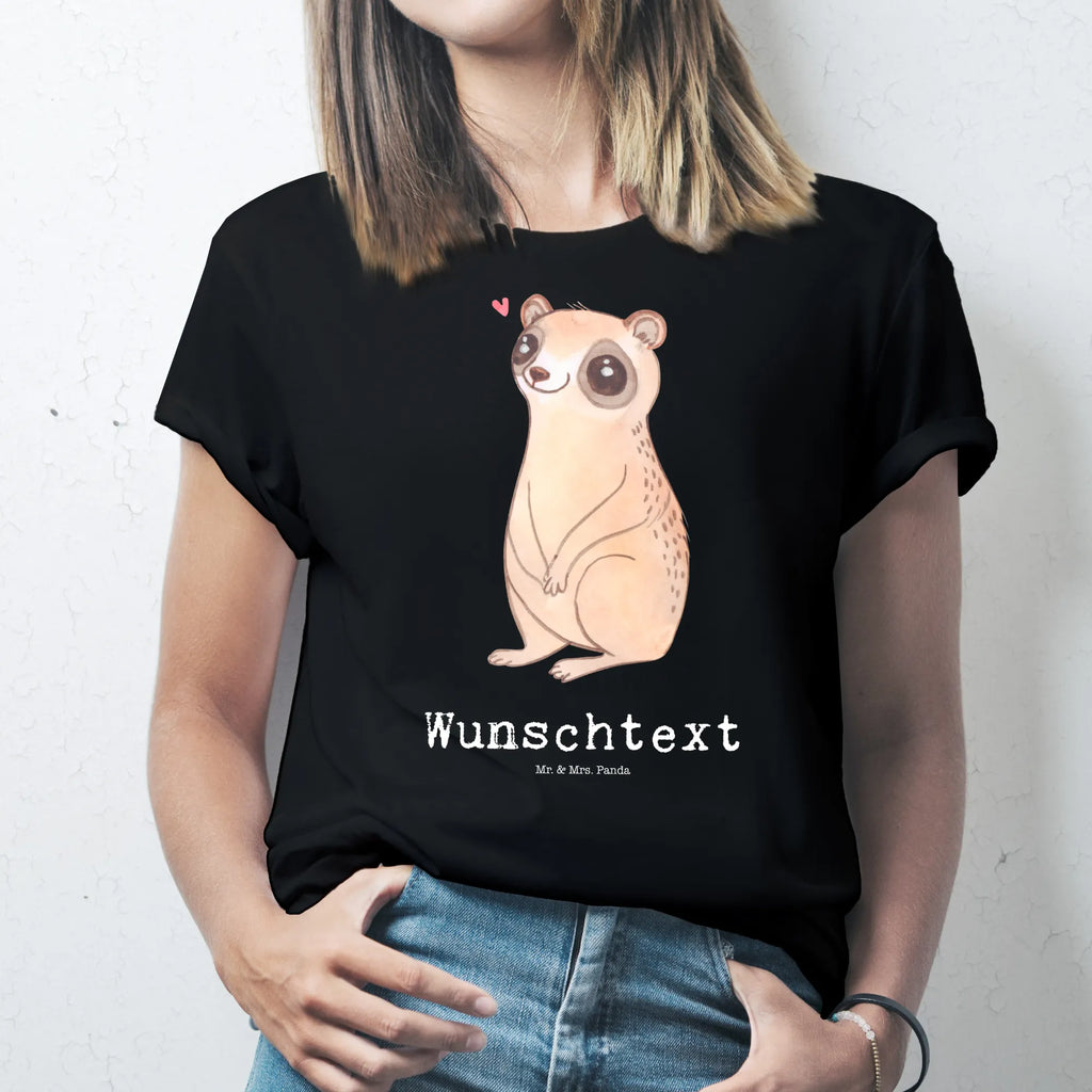 Personalised T-Shirt Slow loris Happy T-Shirt Personalisiert, T-Shirt mit Aufruck, T-Shirt mit Namen, Gute Laune, Lustige Sprüche, Tiere, Tiermotive, Niedlich, Glück, Plumplori