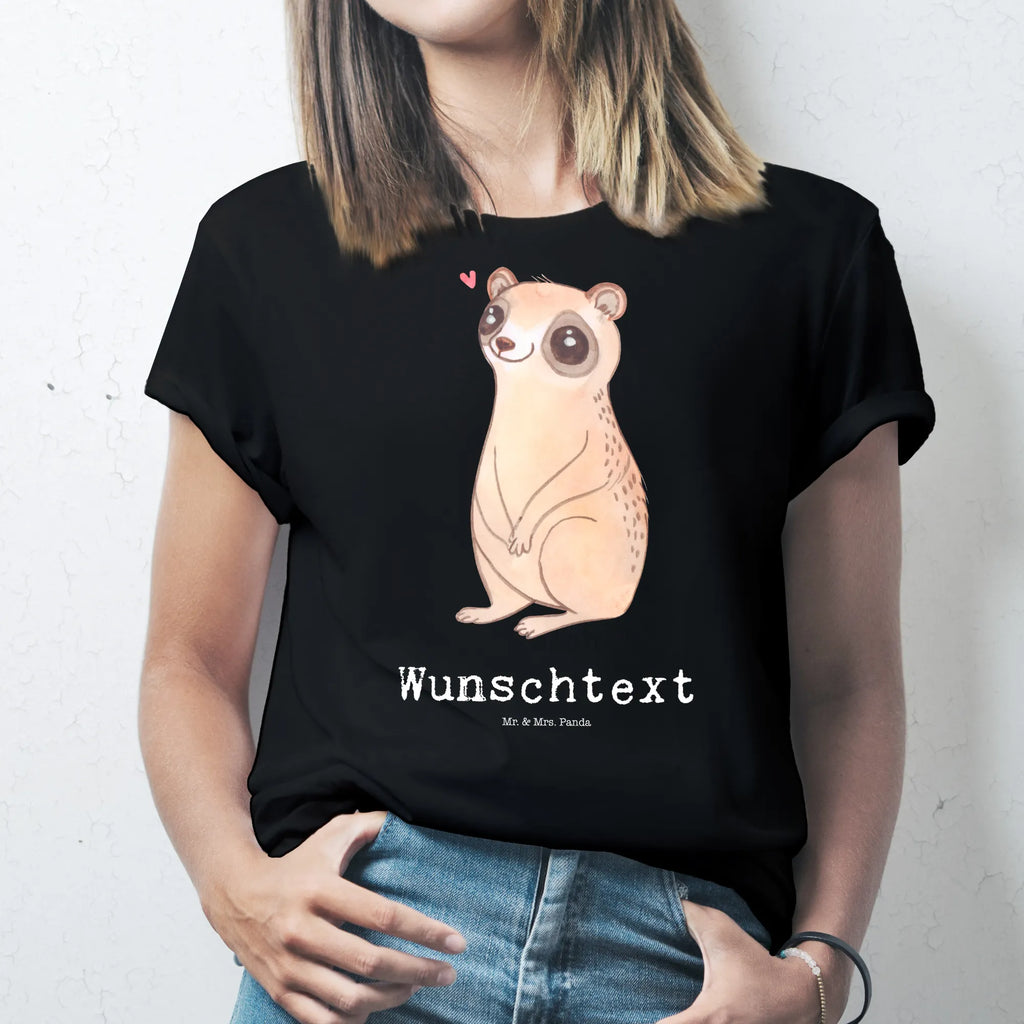 Personalised T-Shirt Slow loris Happy T-Shirt Personalisiert, T-Shirt mit Aufruck, T-Shirt mit Namen, Gute Laune, Lustige Sprüche, Tiere, Tiermotive, Niedlich, Glück, Plumplori