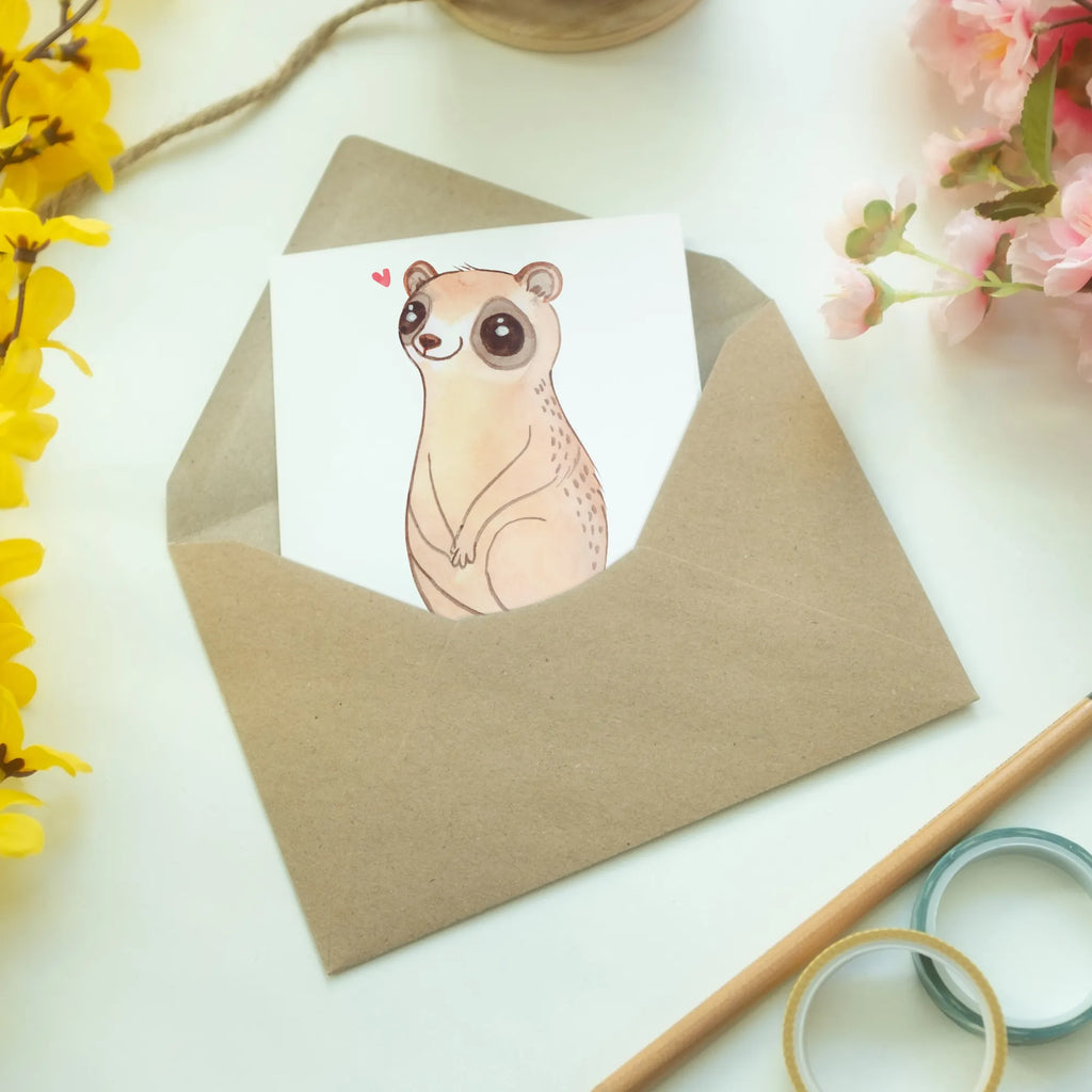 Personalised greetings card Slow loris Happy Grußkarte selbst gestalten, Personalisierte Karte, Grußkarten personalisiert, Personalisierte Geburtstagskarte, Grußkarte selber drucken, Personalisierte Einladungskarte, Personalisierte Grußkarte, Personalisierte Glückwunschkarte, Personalisierte Hochzeitskarte, Personalisiertere Klappkarte, Grußkarte mit persönlichen Nachrichten, Grußkarte als Geldgeschenk, Grußkarte mit Namen, Tiermotive, Gute Laune, lustige Sprüche, Tiere, Plumplori, Glück, Niedlich