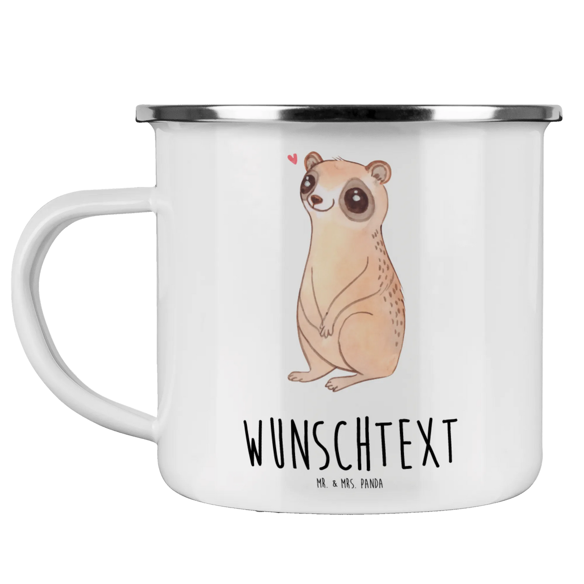 Personalised enamel cup Slow loris Happy card, gift ideas, gifts, small animals, cute, cute animal motives, hand drawn, funny sayings, good mood, special gifts, animal lover