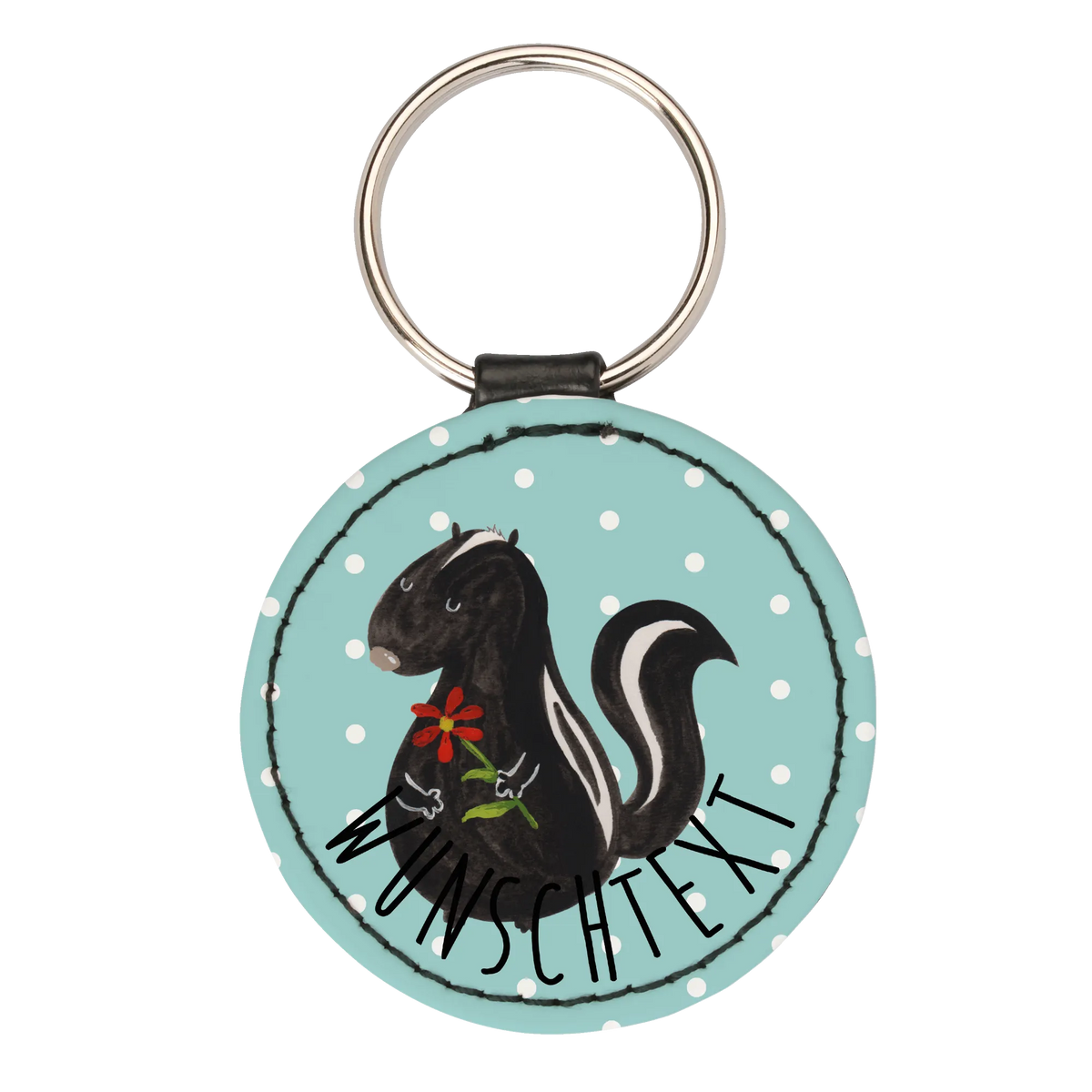 Personalised key ring skunk flower dreamy, wild animal, stink, daydreamer, predator