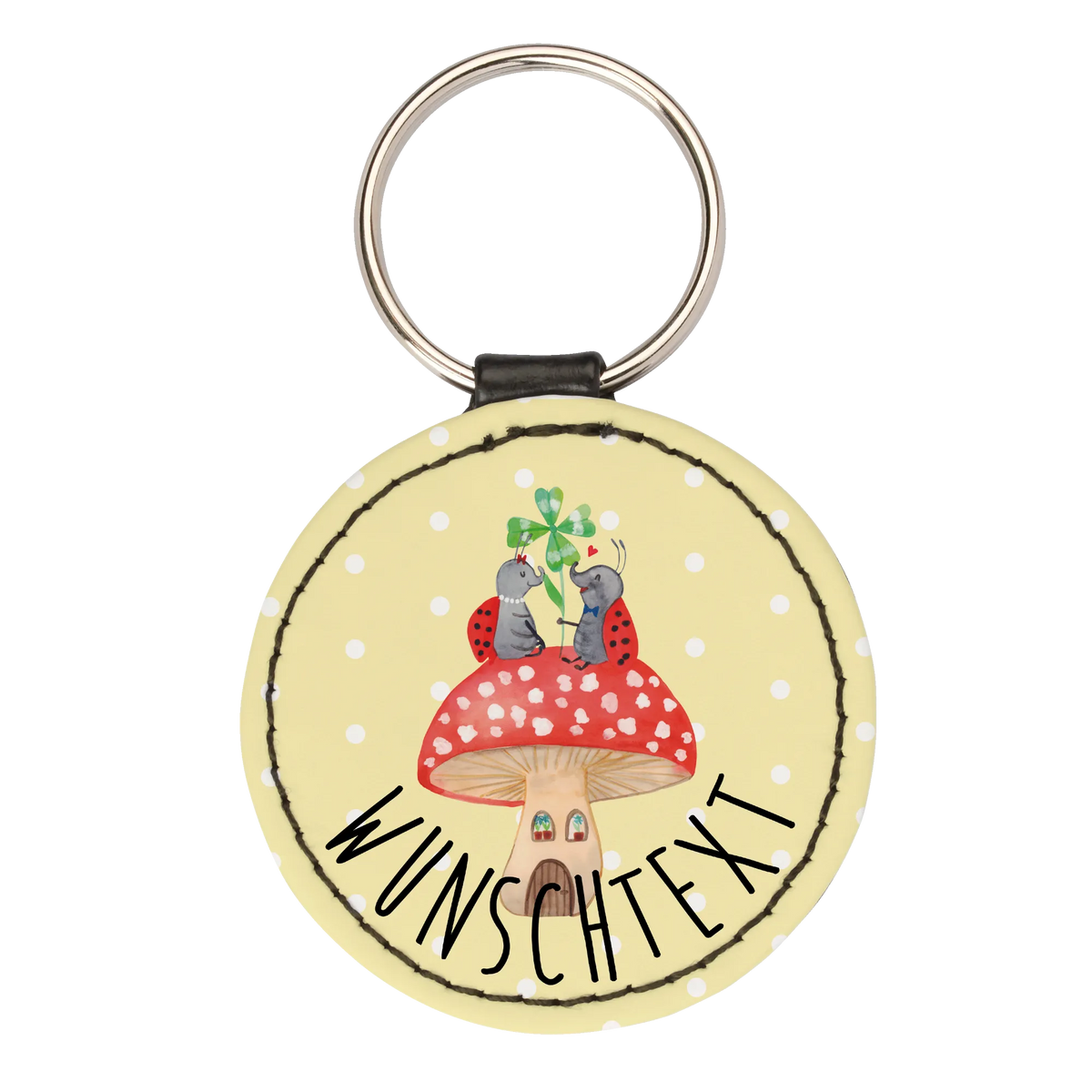 Personalised key ring ladybug toadstool card, gift ideas, gifts, small animals, cute, cute animal motives, hand drawn, funny sayings, good mood, special gifts, animal lover, house of fleshy fungi, ladybird, toadstool, flat, at home