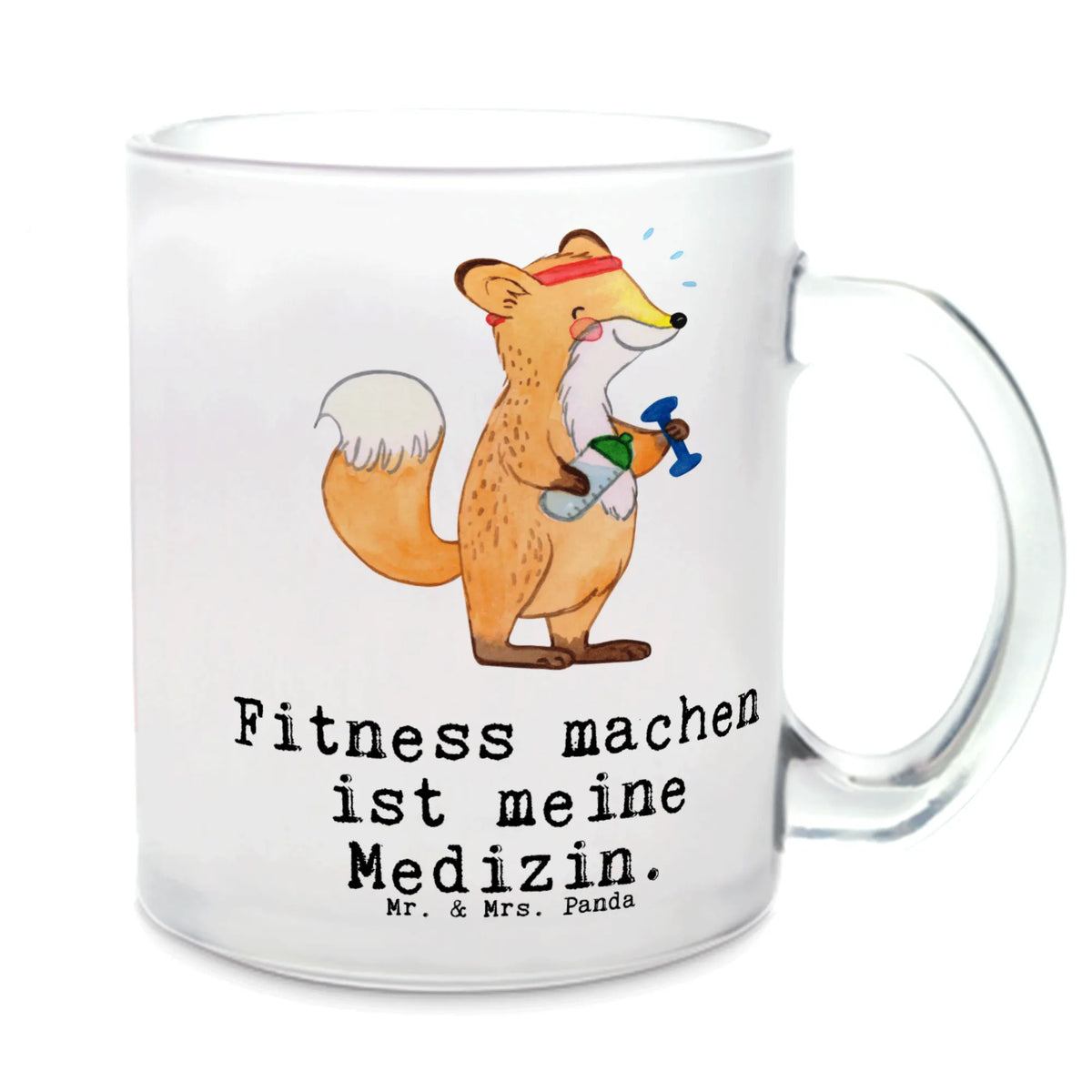 Glass tea cup Fox fitness Gift, giving, thank you, award, profit, athlete, sports club, exercising, weight training