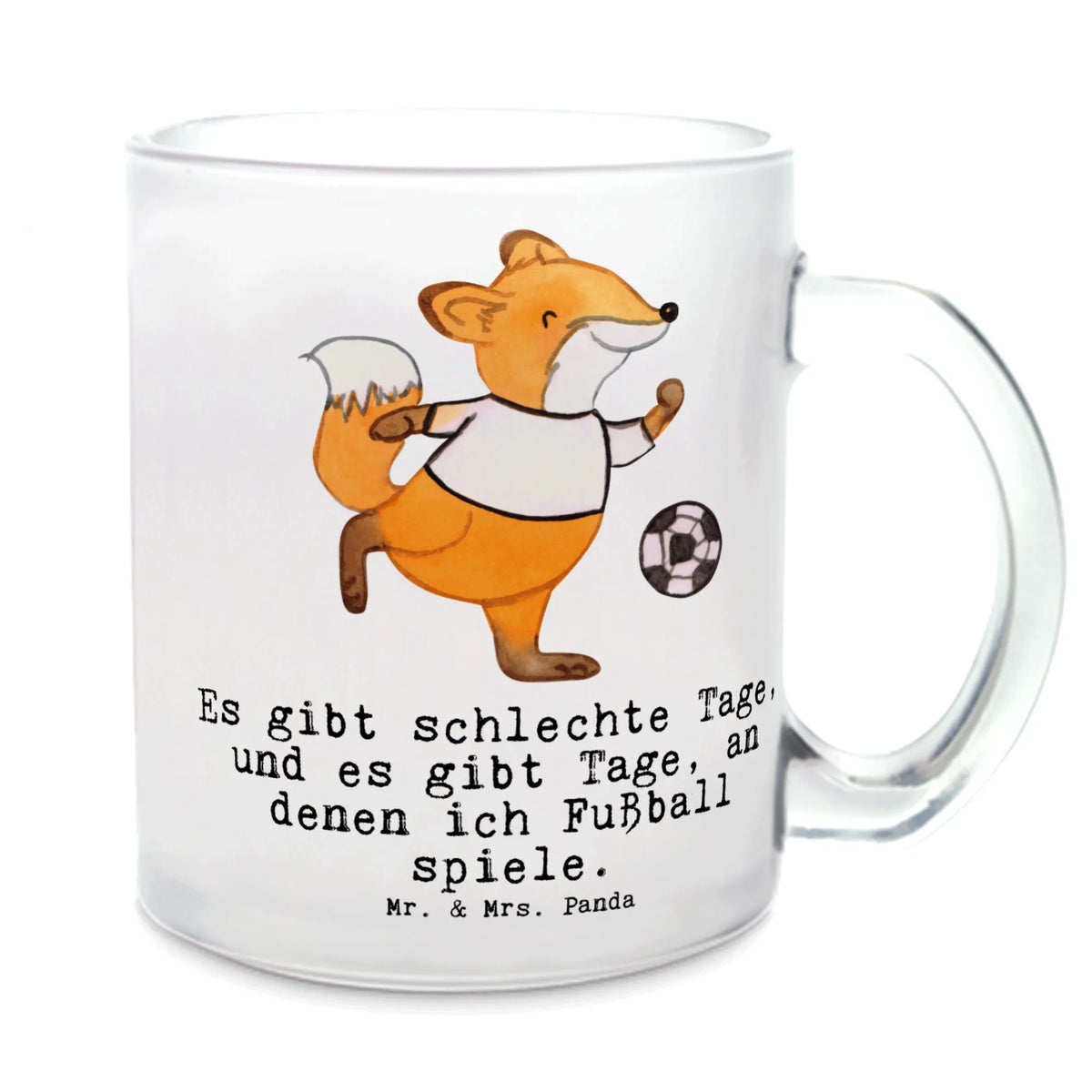 Glass tea cup Fox play soccer