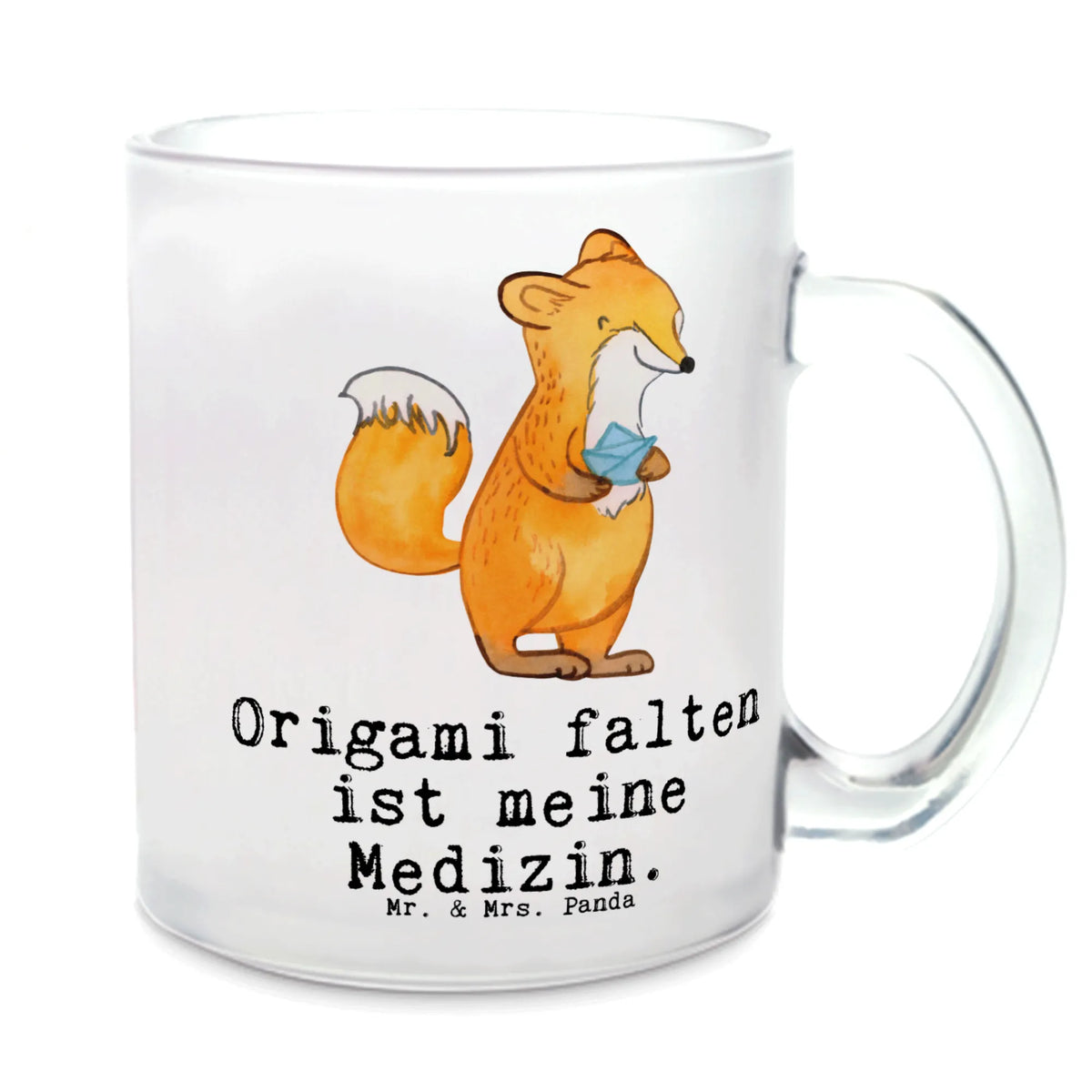 Teetasse Fuchs Origami getränkeglas, Trinkglas, Glasbecher, Henkelbecher, getränkebecher, Teeglas, Glas Teebecher, Pott, Henkeltasse, Teetasse, Motivtasse, glastasse, Kakaotasse, Tee Tasse, Teetasse aus Glas, Teetasse Glas, Haferl, Häferl, Geschenk, Schenken, Sport, Sportart, Hobby, Danke, Dankeschön, Auszeichnung, Gewinn, Sportler, Japanische Faltkunst, DIY, Basteln, Papier Falten, Origami