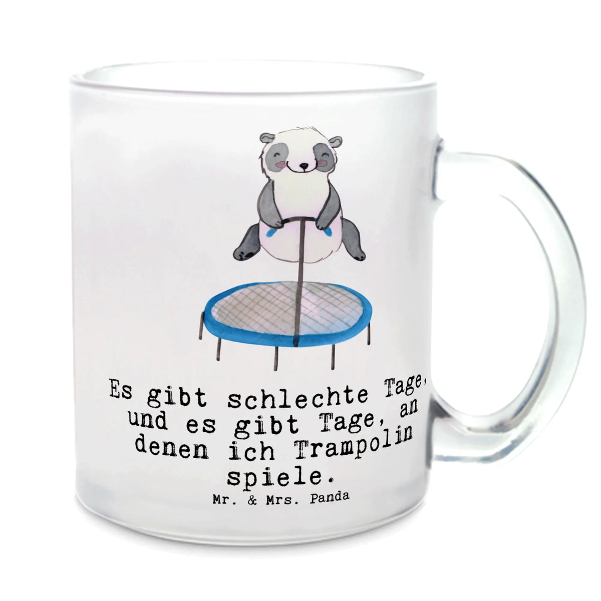 Teetasse Panda Trampolin springen Motivtasse, Teetasse, Henkelbecher, Teetasse Glas, Haferl, Glas Teebecher, Häferl, Pott, getränkebecher, Tee Tasse, Teeglas, Kakaotasse, getränkeglas, Henkeltasse, Glasbecher, Teetasse aus Glas, Trinkglas, glastasse, Geschenk, Schenken, Sport, Sportart, Hobby, Danke, Dankeschön, Auszeichnung, Gewinn, Sportler, Trampolin Turnen, Fitnessstudio, Trampolin Springen