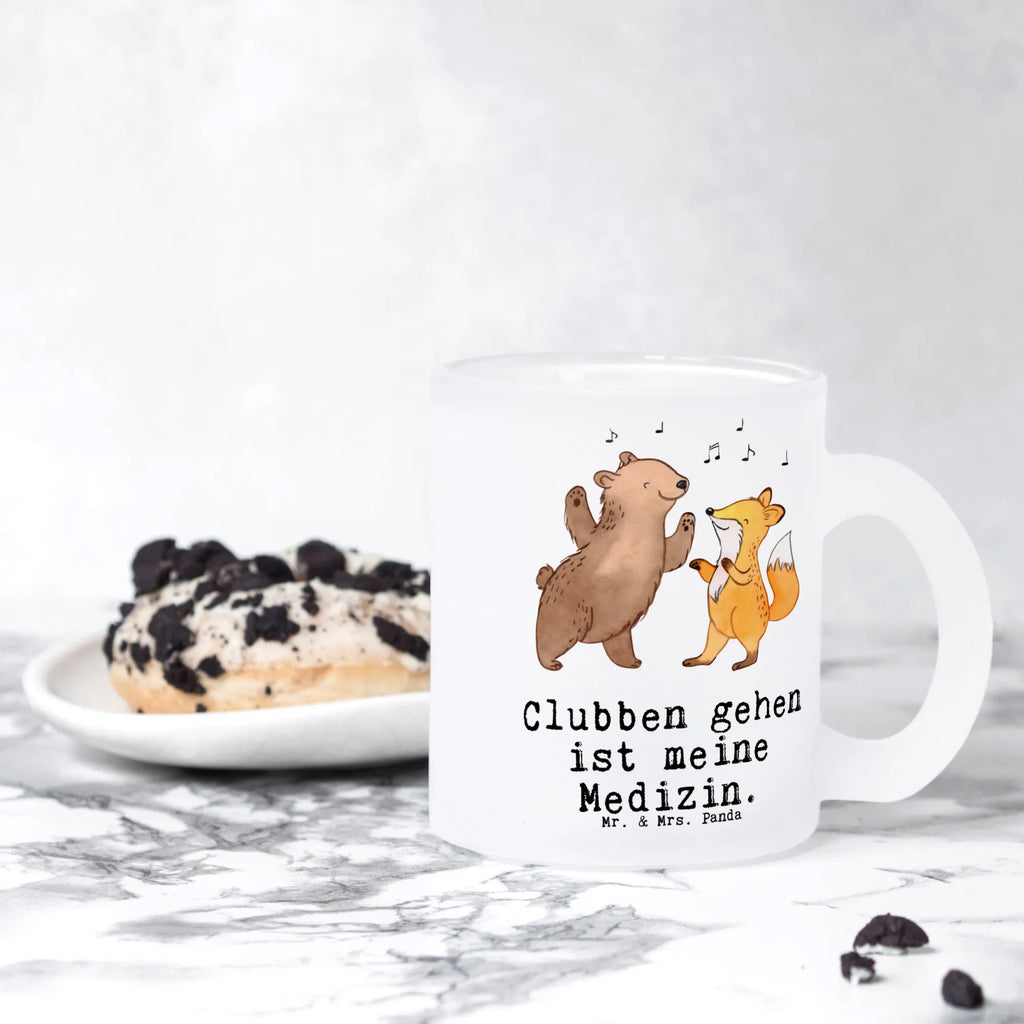Glass tea cup Bear &amp; Fox disco tea glass, Tea cup, mug, glass, tea, Gift, sport, hobby, giving, thank you, award, profit, athlete, clubs, Disco, dancing, partying, clubbing