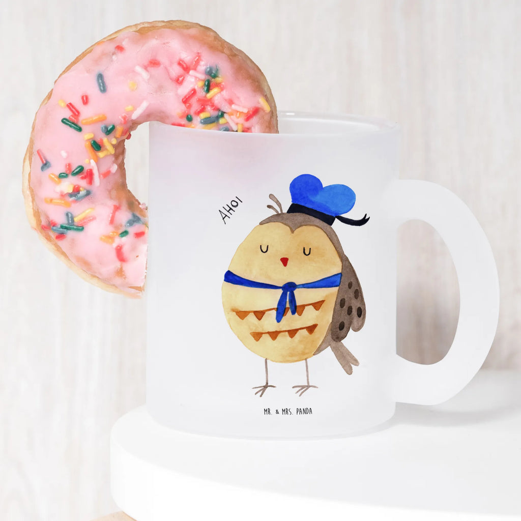 Glass tea cup Owl sailor Große Teetasse, Becher, Teeglas, Glas Teebecher, Teetasse Glas, getränkeglas, Trinkglas, Tasse, tasse glas, Tasse Für Tee, Glasbecher, Teetasse, becher glas, becher für tee, glastasse, Teetasse aus Glas, Teegläser, Tee Tasse, Eule, Hochzeitstag Geschenk, Heimathafen, Freundin, Eule Deko, Ehe, Eule Spruch, Matrose, Seefahrer, Owl, Wortspiel Lustig
