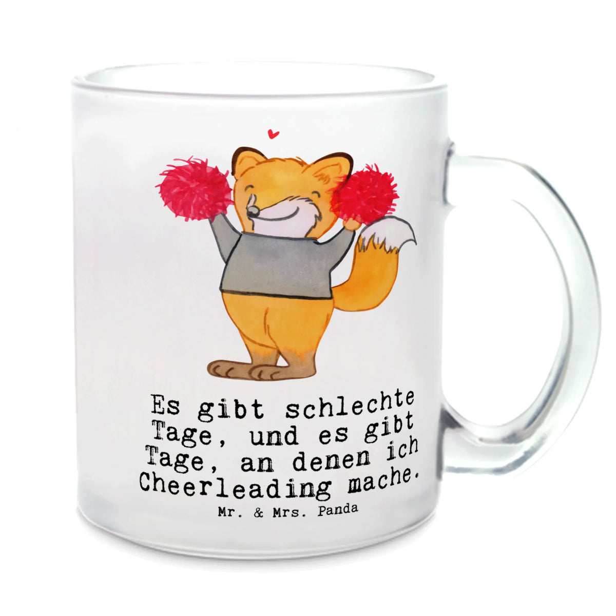Glass tea cup Fox cheerleader tea glass, glass, mug, Tea cup, tea, Gift, sport, hobby, giving, thank you, award, profit, athlete, Cheerleading, Turn Club, Gymnastics, Cheerleader, Tournaments