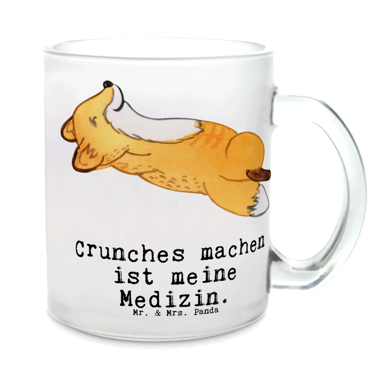 Glass tea cup Fox crunches Gift, giving, thank you, award, profit, athlete