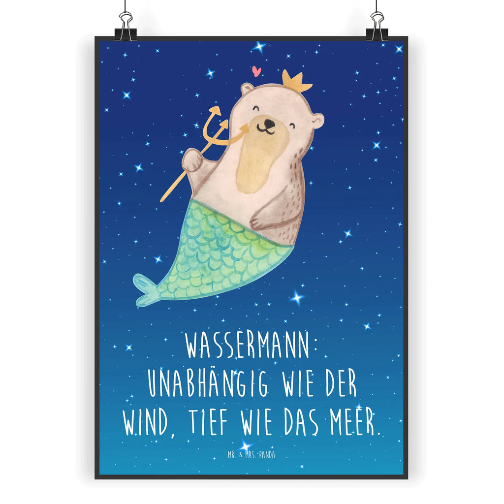 Poster Wassermann Astrologie Posterdruck, Handgemaltes Poster, Kinderposter, Küchenposter, Raumdekoration, Wandposter, Wanddeko, Designposter, Bild, Wanddeko Bild, Wanddekoration, Kunstdruck, Poster, Mr. & Mrs. Panda Poster, Tierkreiszeichen, Sternzeichen, Horoskop, Astrologie, Aszendent, Geburtstagsgeschenk, Wassermann, Geschenk