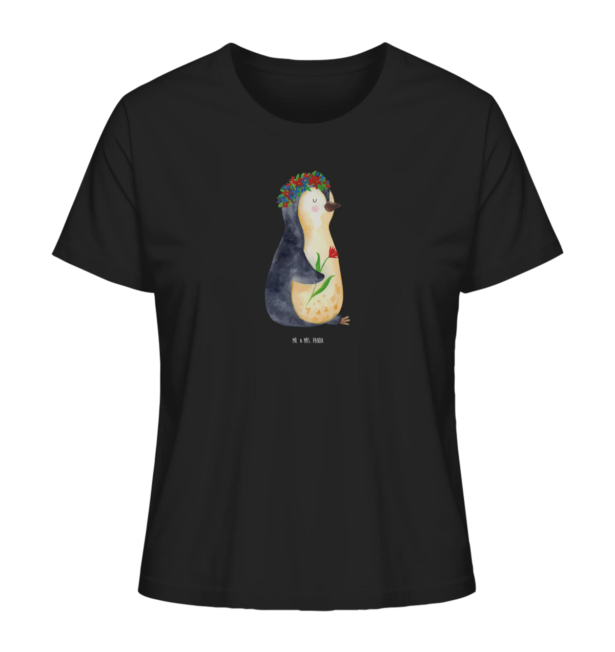 Women's Shirt Penguin Flower Penguins, North Pole, love of life, gift idea, universe, goals in life, wreath of flowers, penguins, lovesickness, goals, wishes
