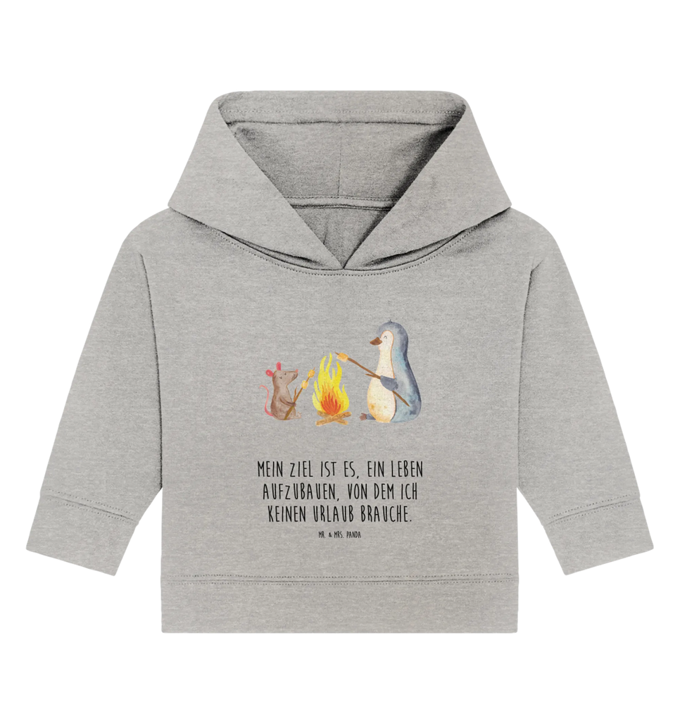 Organiczna bluza z kapturem dla niemowląt pingwin ognisko Baby Pullover, Baby Hoodie, Baby Kapuzensweatshirt, Baby Kapuzenshirt, Pinguin, Lebensmotivation, Job, Neustart, Lebensspruch, Pinguine, Liebe, Lagerfeuer, Feuer, Marshmallows, Motivation, grillen, Leben, Büroalltag, Büro, Arbeit, Maus
