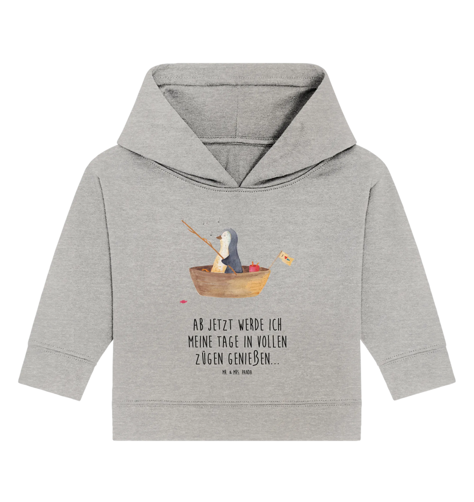 Organiczna bluza z kapturem dla niemowląt pingwin łódka wędkarska Baby Kapuzenshirt, Baby Kapuzensweatshirt, Baby Hoodie, Baby Pullover, Pinguin, Angeln, Lebenslust, Neuanfang, Motivation, Boot, Trennung, Scheidung, genießen, Pinguine, Leben, Angelboot, Neustart, Geschenkidee Liebeskummer