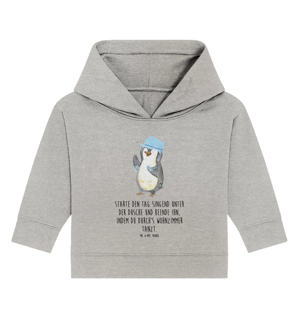 Organiczna bluza z kapturem dla niemowląt Pingwin Prysznic Baby Kapuzensweatshirt, Baby Pullover, Baby Kapuzenshirt, Baby Hoodie, Pinguin, Dusche, Pinguine, duschen, Lebensmotto, Neustart, Neuanfang, glücklich sein, Motivation