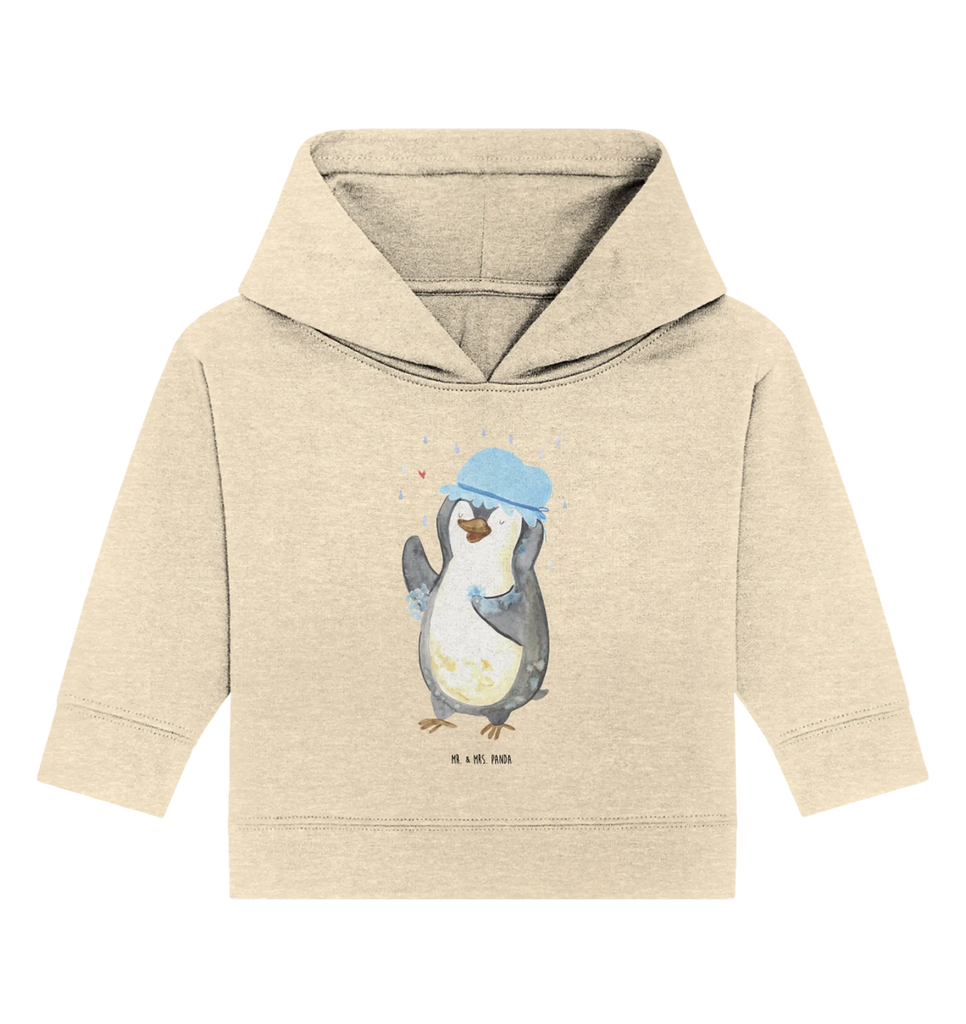 Organiczna bluza z kapturem dla niemowląt Pingwin Prysznic Baby Kapuzensweatshirt, Baby Pullover, Baby Kapuzenshirt, Baby Hoodie, Pinguin, Dusche, Pinguine, duschen, Lebensmotto, Neustart, Neuanfang, glücklich sein, Motivation