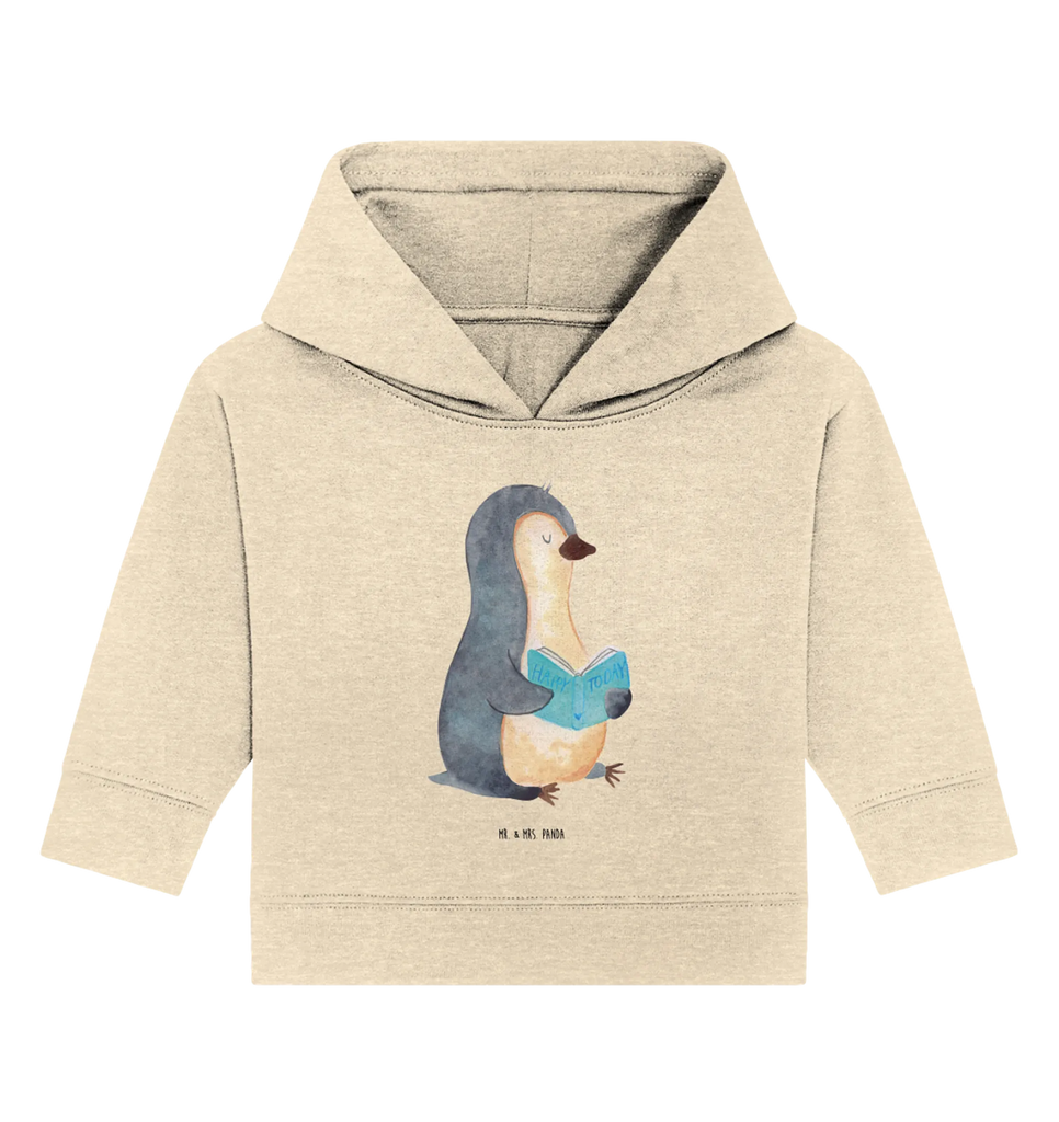 Organic Baby Hoodie Penguin A book Baby Pullover, Baby Kapuzensweatshirt, Baby Kapuzenshirt, Baby Hoodie, Pinguin, Faulenzen, Buch, Pinguine, Urlaub, Freizeit, Bücherwurm, Ferien, Lesen, Nichtstun