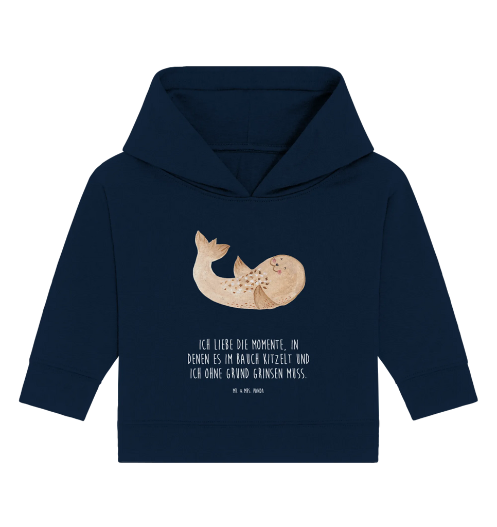 Organiczna bluza z kapturem dla niemowląt foka Leżeć Baby Hoodie, Baby Kapuzenshirt, Baby Pullover, Baby Kapuzensweatshirt, Tiermotive, Lustige Sprüche, Tiere, Gute Laune, Ostsee, Meerestier, Lachen, Seehund, Nordsee, Robben, Robbe, Strand, Freude