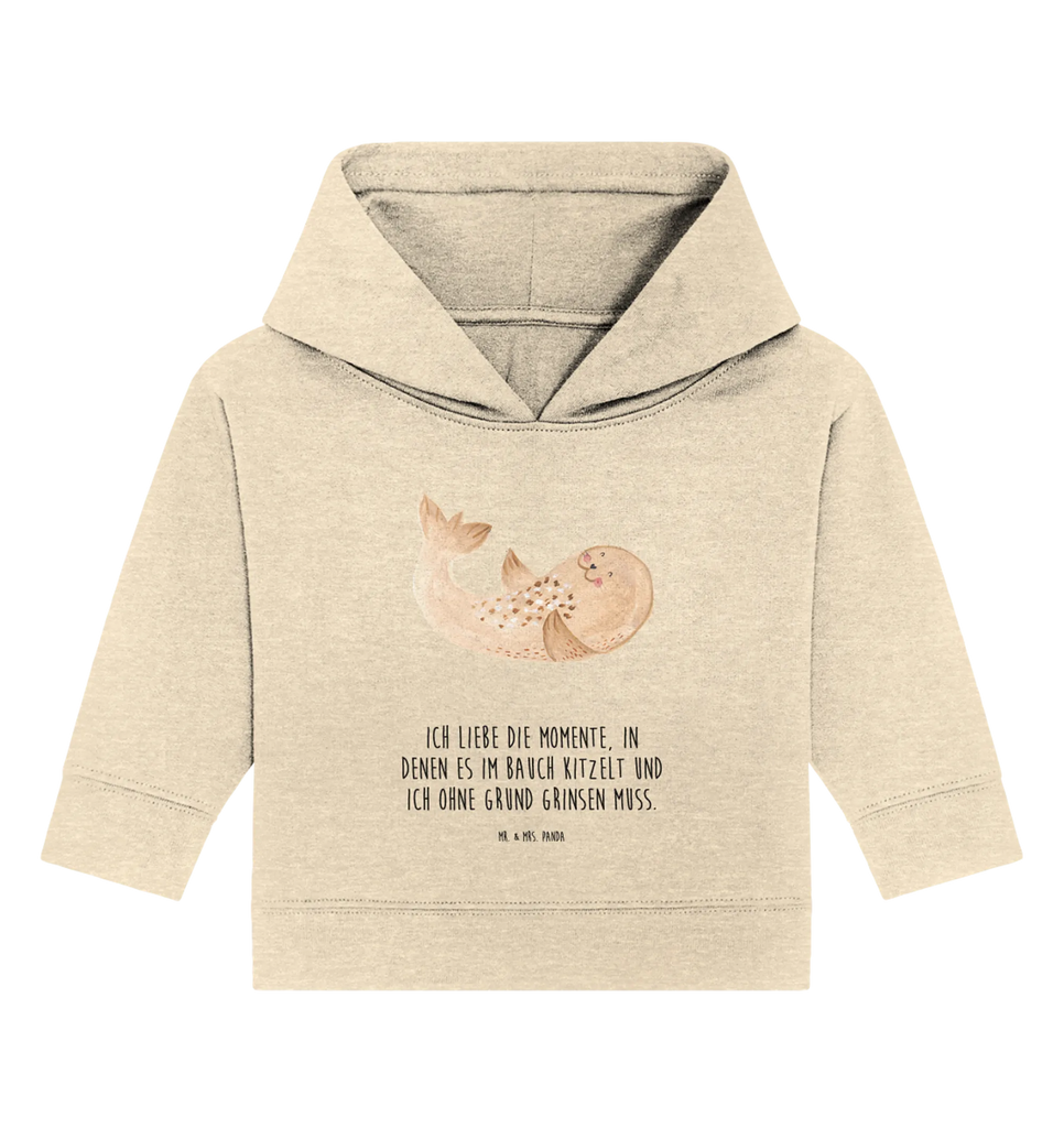 Organiczna bluza z kapturem dla niemowląt foka Leżeć Baby Hoodie, Baby Kapuzenshirt, Baby Pullover, Baby Kapuzensweatshirt, Tiermotive, Lustige Sprüche, Tiere, Gute Laune, Ostsee, Meerestier, Lachen, Seehund, Nordsee, Robben, Robbe, Strand, Freude
