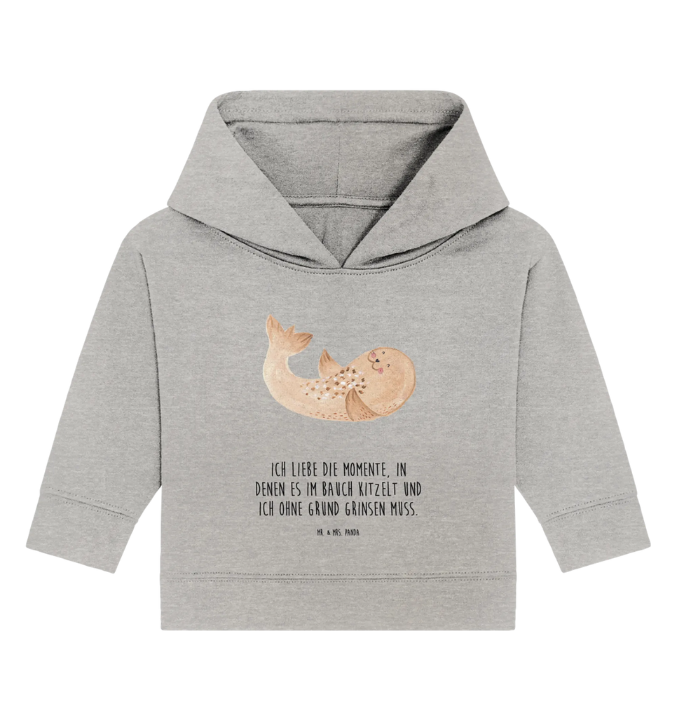 Organiczna bluza z kapturem dla niemowląt foka Leżeć Baby Hoodie, Baby Kapuzenshirt, Baby Pullover, Baby Kapuzensweatshirt, Tiermotive, Lustige Sprüche, Tiere, Gute Laune, Ostsee, Meerestier, Lachen, Seehund, Nordsee, Robben, Robbe, Strand, Freude