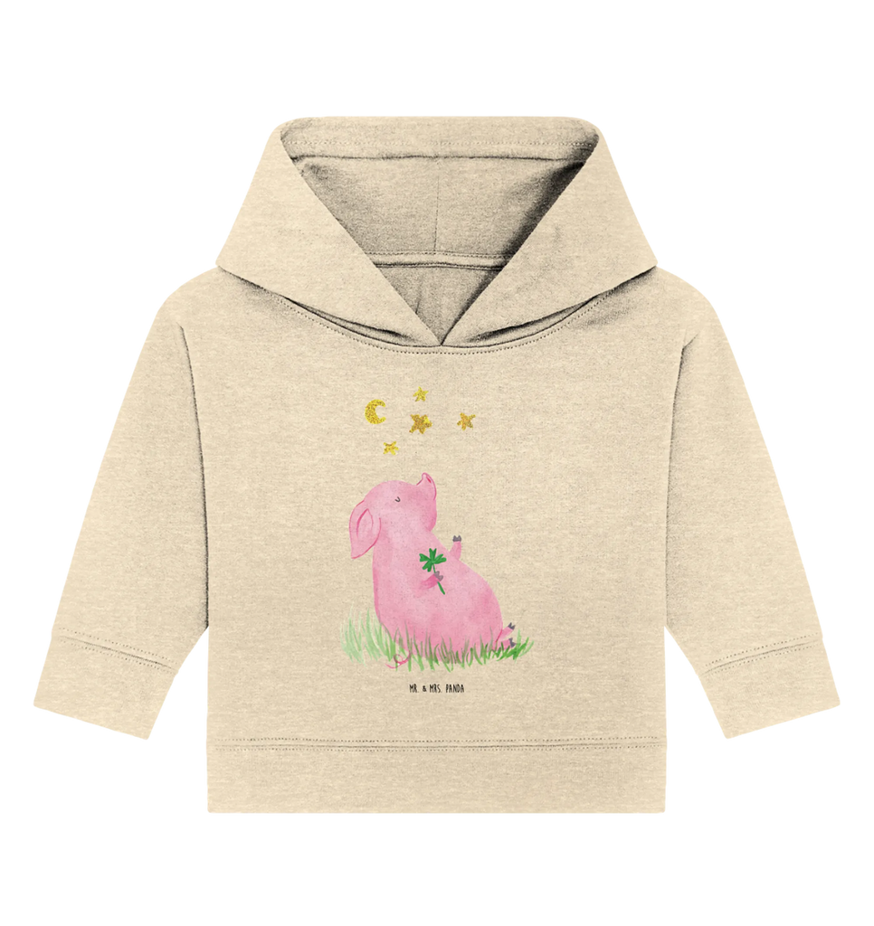 Organic Baby Hoodie Schwein Glück Baby Kapuzenshirt, Baby Pullover, Baby Hoodie, Baby Kapuzensweatshirt, Tiermotive, Lustige Sprüche, Tiere, Gute Laune, Träume, Schwein, Motivation, Sernchen, Sterne, Glücksbringer, Ziele, Schweinchen, Glücksschwein. Glück