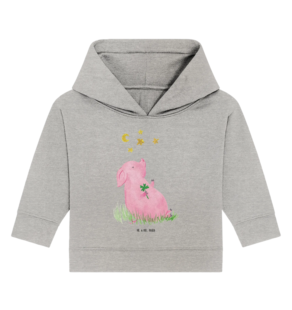 Organic Baby Hoodie Schwein Glück Baby Kapuzenshirt, Baby Pullover, Baby Hoodie, Baby Kapuzensweatshirt, Tiermotive, Lustige Sprüche, Tiere, Gute Laune, Träume, Schwein, Motivation, Sernchen, Sterne, Glücksbringer, Ziele, Schweinchen, Glücksschwein. Glück