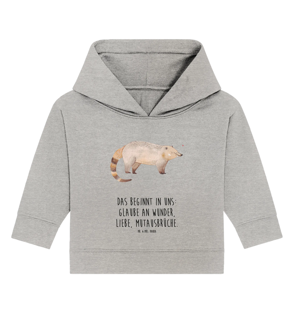 Organiczna bluza z kapturem dla niemowląt Nosacz Baby Pullover, Baby Hoodie, Baby Kapuzenshirt, Baby Kapuzensweatshirt, Tiermotive, Lustige Sprüche, Tiere, Gute Laune, Nasenbären, Bär, Rüsselbär, Nasenbär