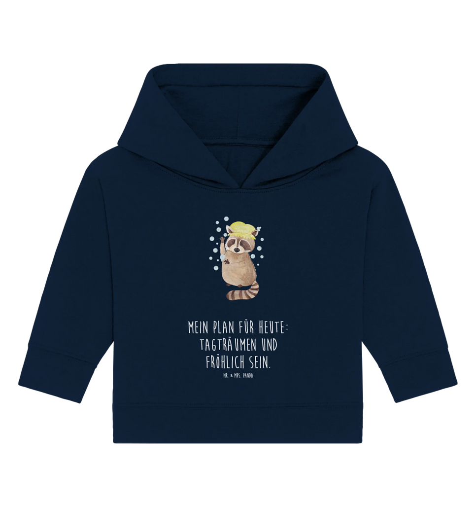 Organiczna bluza z kapturem dla niemowląt Szop pracz Baby Hoodie, Baby Kapuzensweatshirt, Baby Pullover, Baby Kapuzenshirt, Tiermotive, Lustige Sprüche, Tiere, Gute Laune, Tagträumen, Waschbär, Plan, Seifenblasen, Fröhlich, Waschen