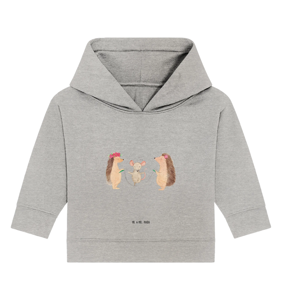 Organiczna bluza z kapturem dla niemowląt jeż Skakanie na skakance Baby Kapuzenshirt, Baby Hoodie, Baby Pullover, Baby Kapuzensweatshirt, Tiermotive, Lustige Sprüche, Tiere, Gute Laune, Maus, Kinder, Kindergarten, Seilspringen, Seilhüpfen, Igel