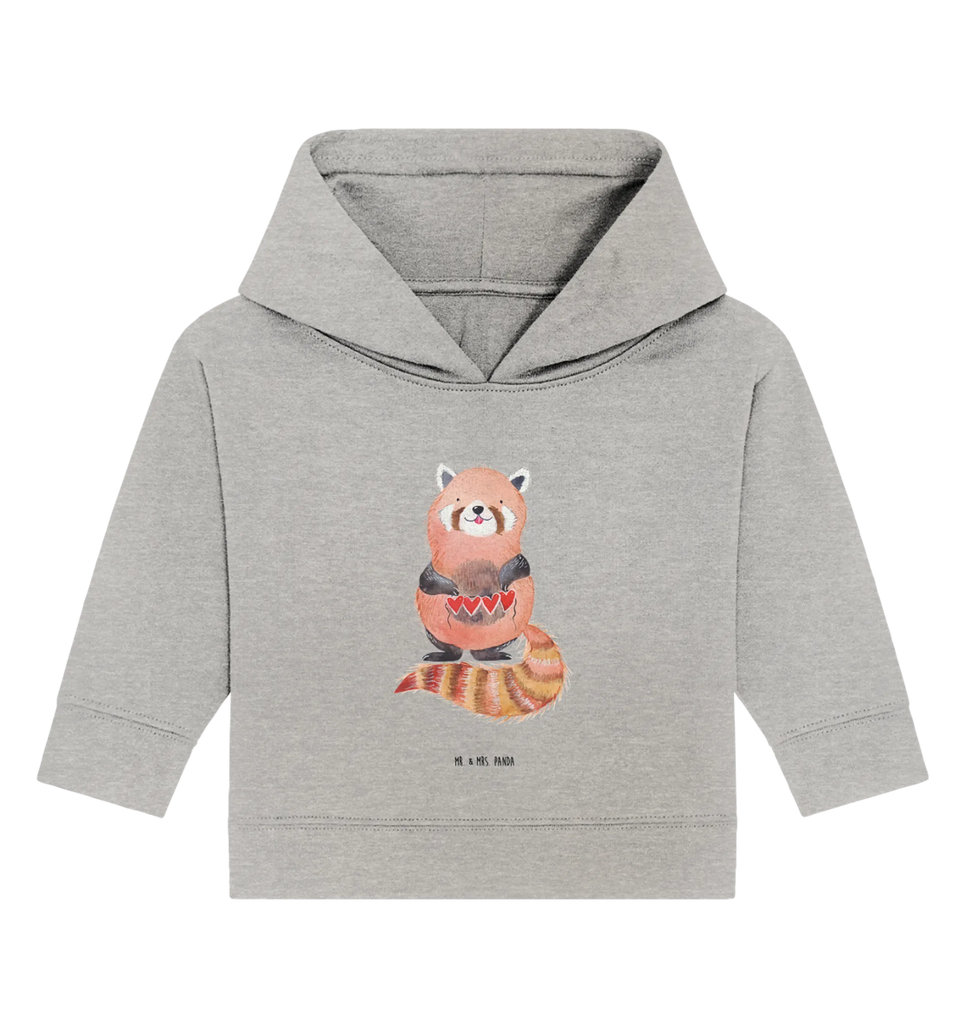 Organiczna bluza z kapturem dla niemowląt Czerwony Panda Baby Pullover, Baby Kapuzensweatshirt, Baby Kapuzenshirt, Baby Hoodie, Tiermotive, Lustige Sprüche, Tiere, Gute Laune, Liebe, Herz, Liebling, Lieblingsmensch, Panda, Rot