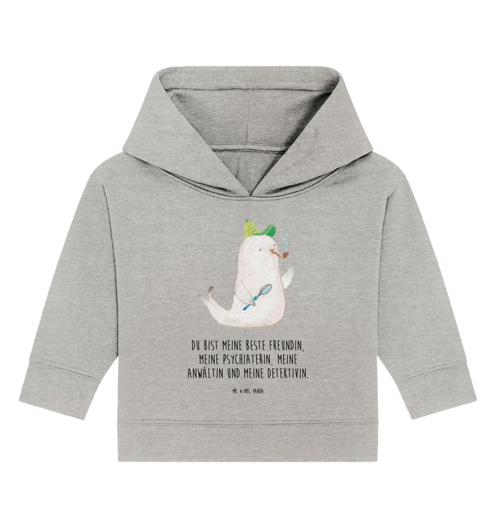 Organiczna bluza z kapturem dla niemowląt foka Sherlock Baby Hoodie, Baby Pullover, Baby Kapuzensweatshirt, Baby Kapuzenshirt, Tiermotive, Lustige Sprüche, Tiere, Gute Laune