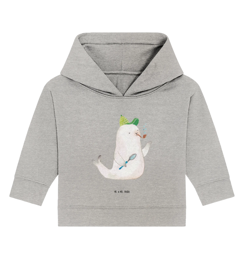 Organiczna bluza z kapturem dla niemowląt foka Sherlock Baby Hoodie, Baby Pullover, Baby Kapuzensweatshirt, Baby Kapuzenshirt, Tiermotive, Lustige Sprüche, Tiere, Gute Laune