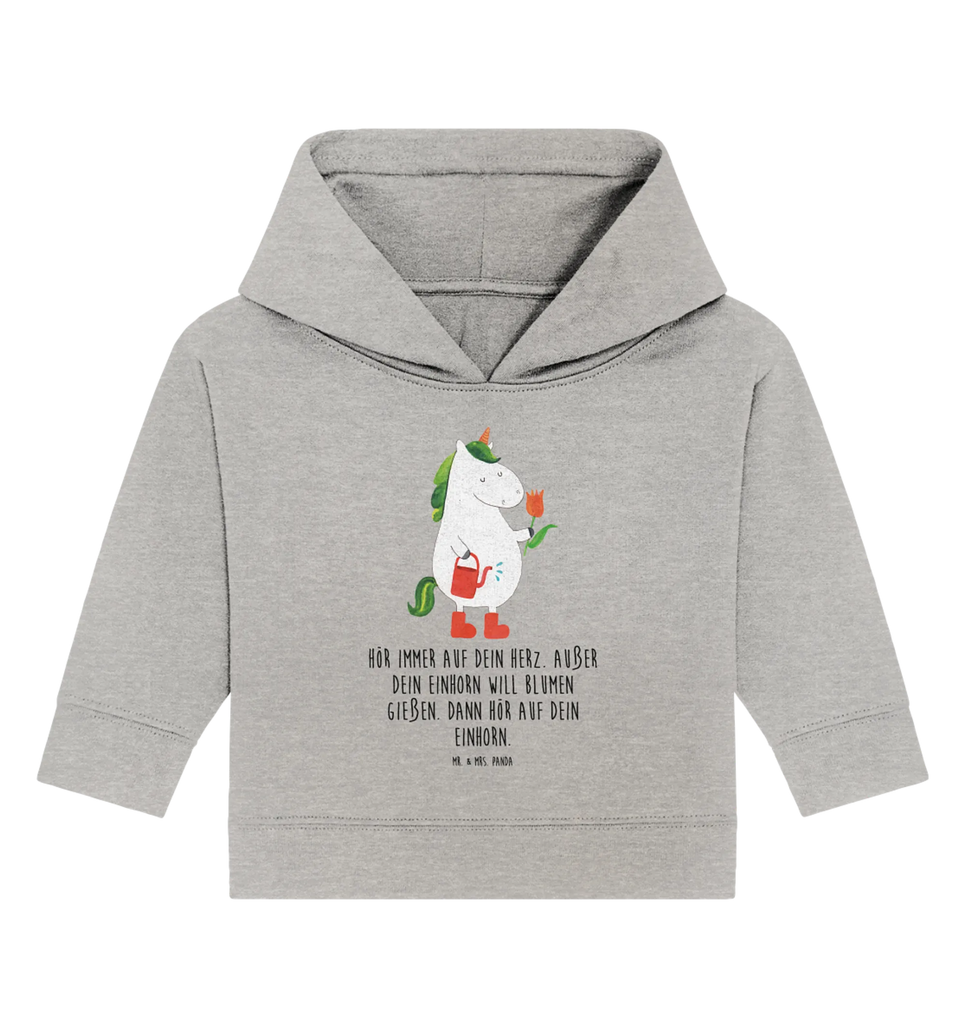 Organic Baby Hoodie unicorn gardener Baby Pullover, Baby Kapuzensweatshirt, Baby Kapuzenshirt, Baby Hoodie, Einhörner, Einhorn Deko, Unicorn, Einhorn, Stiefel, Luftballon, Garten, Giesskanne, Blume, Freude, Lebenslust, Freundin, Gießkanne