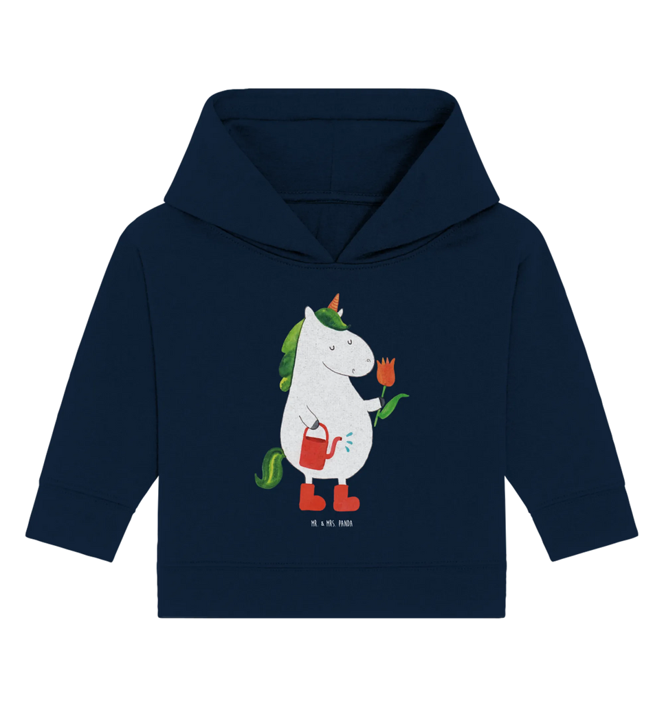 Organic Baby Hoodie unicorn gardener Baby Pullover, Baby Kapuzensweatshirt, Baby Kapuzenshirt, Baby Hoodie, Einhörner, Einhorn Deko, Unicorn, Einhorn, Stiefel, Luftballon, Garten, Giesskanne, Blume, Freude, Lebenslust, Freundin, Gießkanne