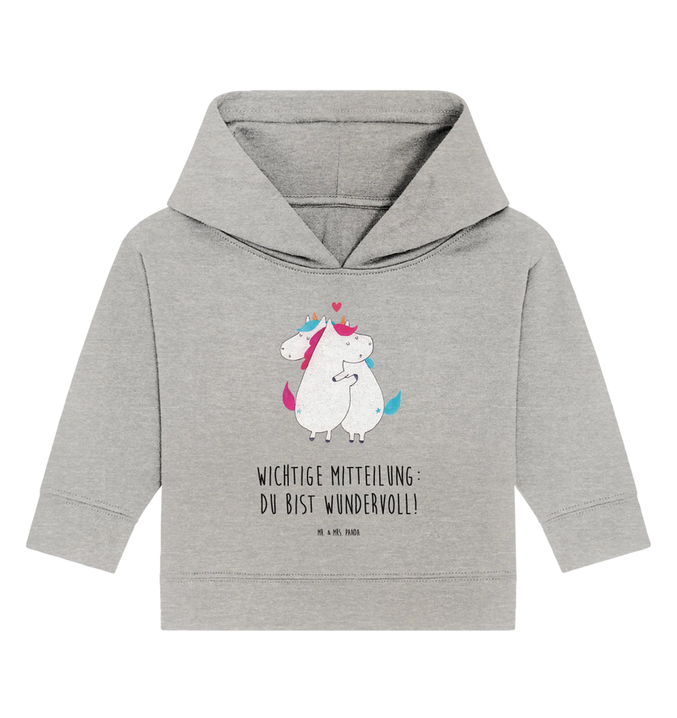Organiczna bluza z kapturem dla niemowląt jednorożec Wiadomość Baby Pullover, Baby Hoodie, Baby Kapuzenshirt, Baby Kapuzensweatshirt, Einhorn, Einhörner, Einhorn Deko, Unicorn, Spruch, Geschenk, Valentinstag, witzig, lustig, Ehe, Partner, Liebe, Valentine